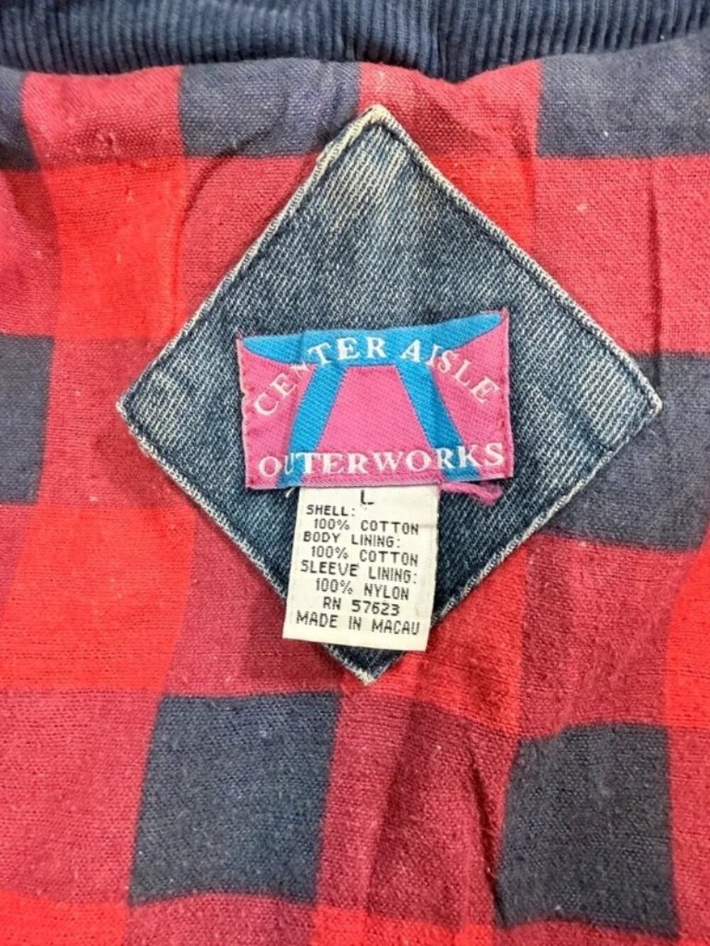 Denim Barn Utility Field Chore Coat Flannel Lined Chore Barn Jacket VTG 80s Lg - Picture 4 of 9
